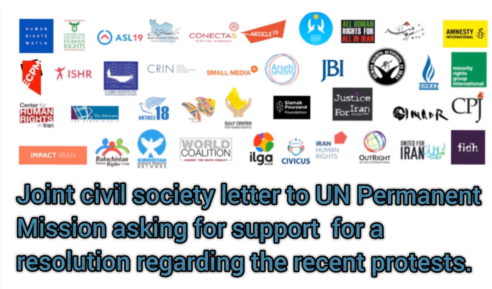 Joint civil society  letter to UN Permanent Mission asking for support  for a resolution regarding the recent protests.